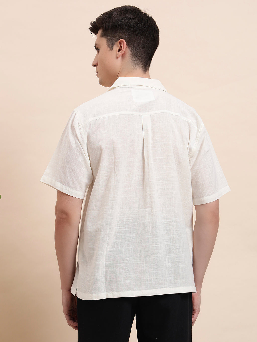 Cactus Embroidered Cuban Collar Cotton Shirt for Me
