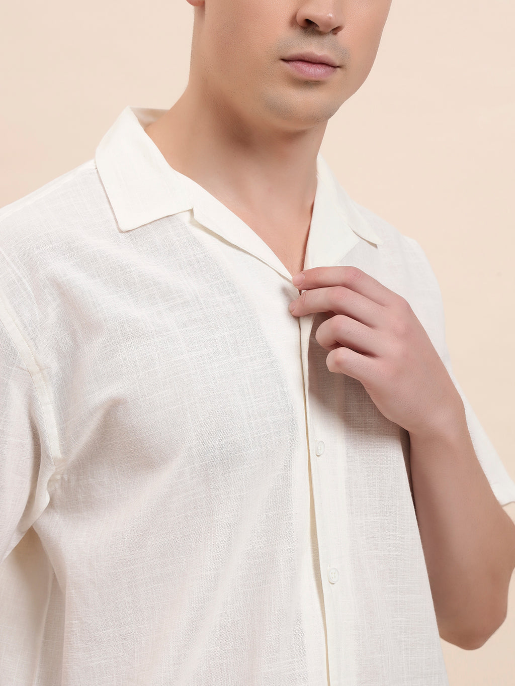 Cactus Embroidered Cuban Collar Cotton Shirt for Me