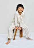 Neutral Striped Long-Sleeve Co-Ord Set for Kids