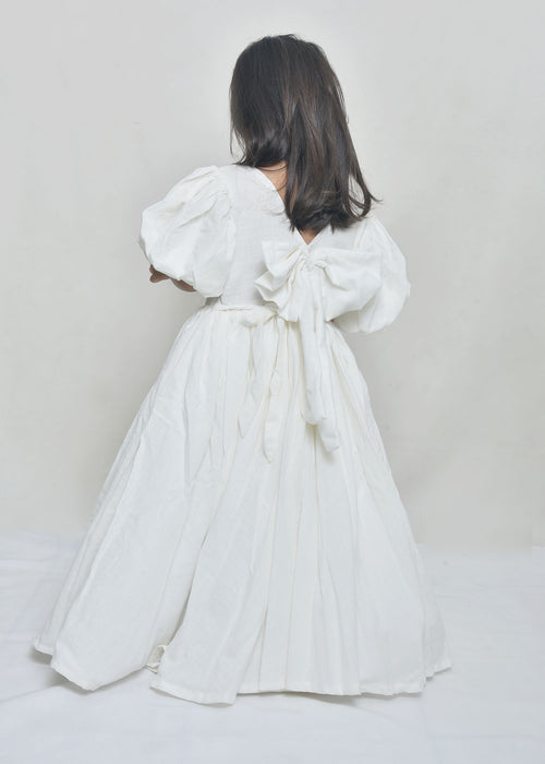 Charming Cottage Hand-Embroidered White Dress
