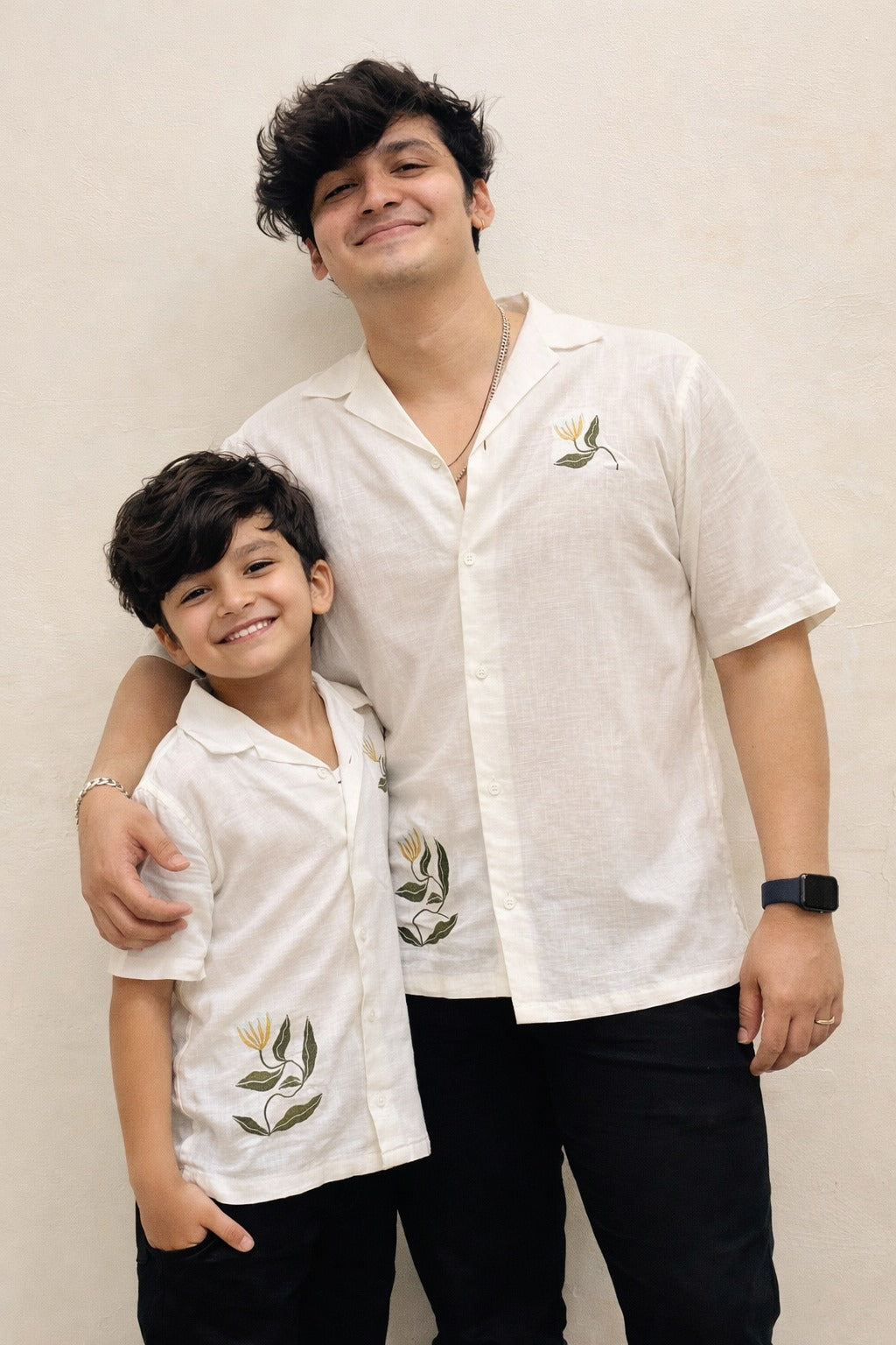 Little Explorer Floral Embroidered Cuban Shirt