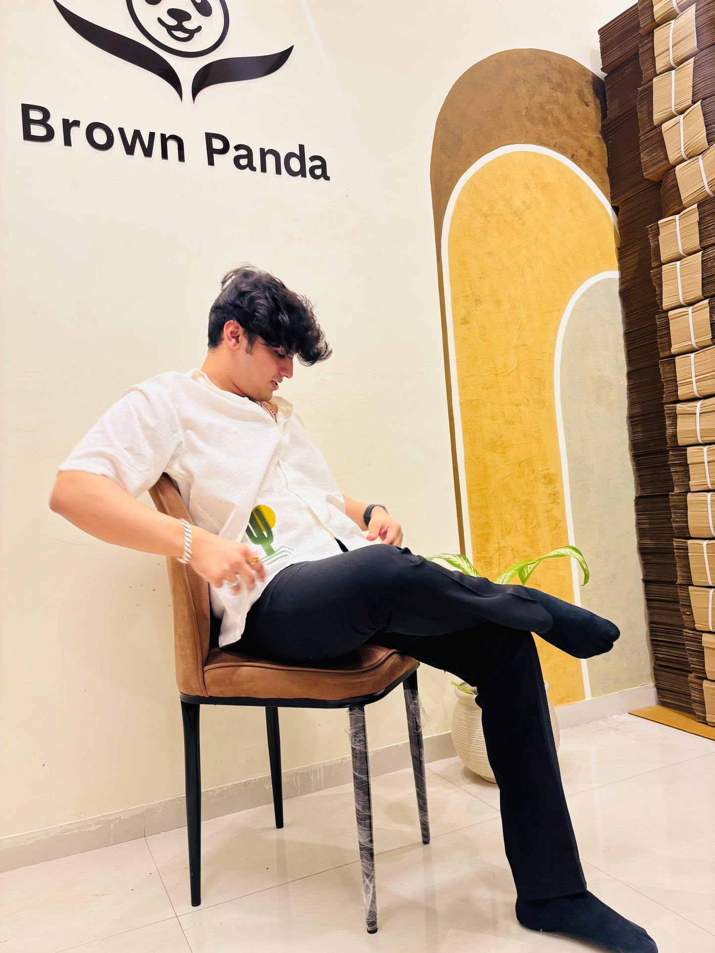 Embroidered Cactus Cotton Short Sleeve Shirt