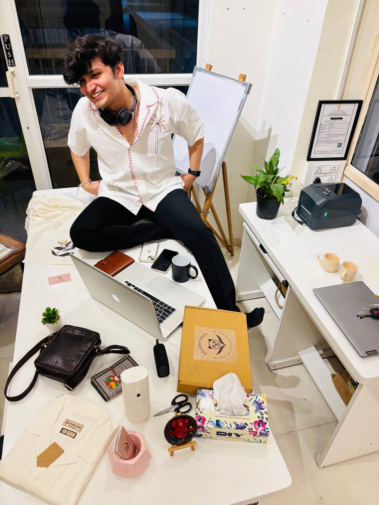 Brown Panda Cuban Collar Essentials Hand-Stitched Edition