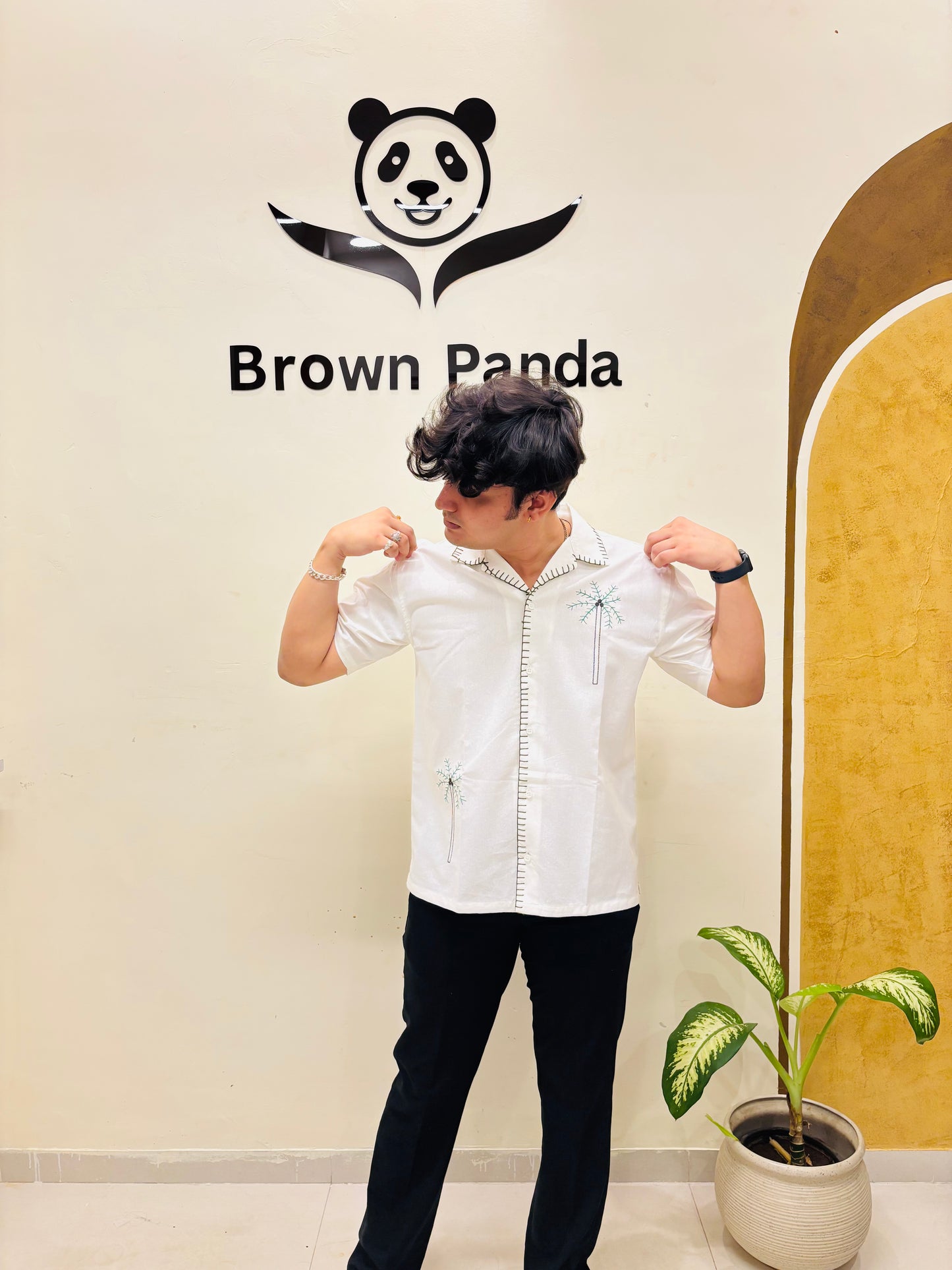 Brown Panda Heritage Craft Hand-Stitched Shirt