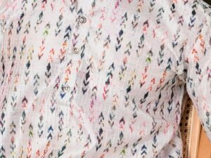 Men's multicolor abstract ikat textured kurta.