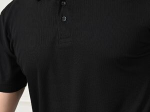 Men's classic black textured smart casual polo.